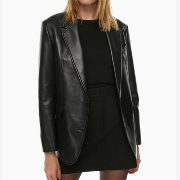 Babaton agency blazer Relaxed-fit Vegan Leather blazer size S - Picture 1 of 6